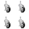 Service Caster 4 Inch Black Polyurethane Swivel 3/8 Inch Threaded Stem Caster Set with Brake SCC-TS20S414-PPUB-BLK-TLB-381615-4 - alternate 1